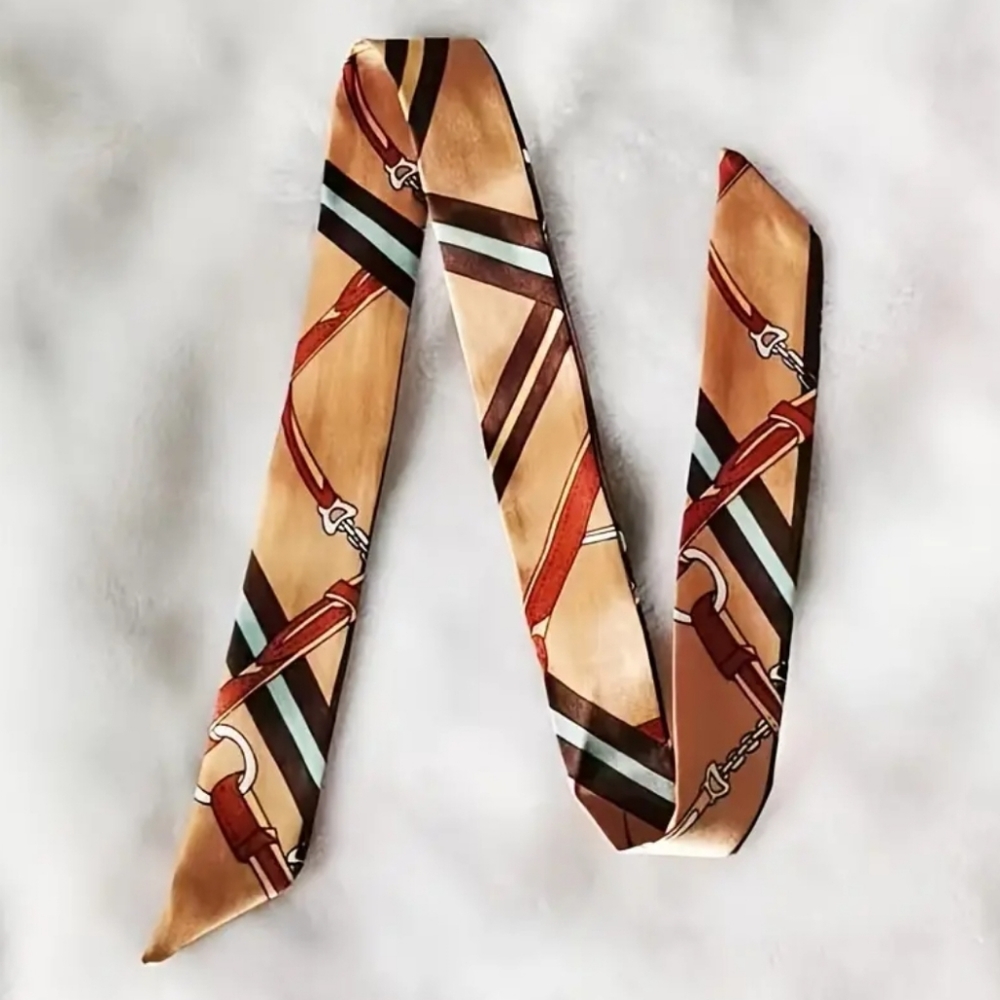 🆕️Elegant Leather Strap Silky Scarf - Twilly